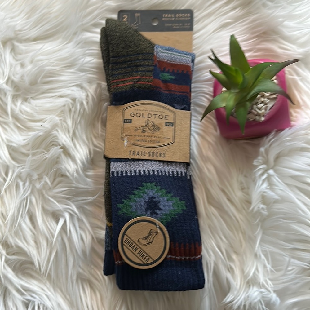 Goldtoe Pair of Trail Blue Navy Gray Warm Medium Cushion Socks